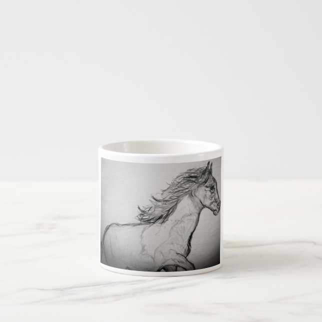 Xícara De Espresso Paint Horse Galloping preto e branco (Frente)