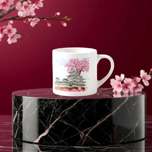 Xícara De Espresso Palácio Chinês com Árvores Sakura - Orienta Elegan