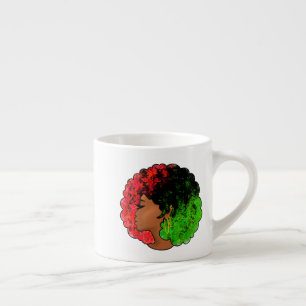 Xícara De Espresso Pan-africana menina mulher negra verde vermelho or