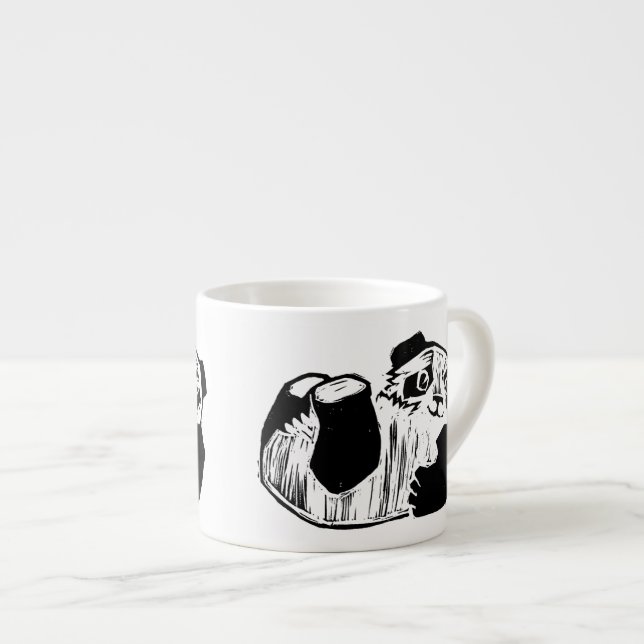 Xícara De Espresso Panda Tocar Espresso Mug (Frente Esquerda)