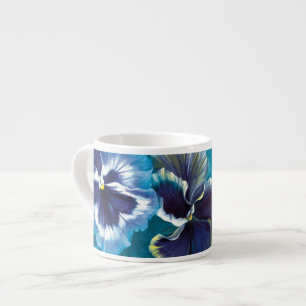 Xícara De Espresso Pansies art blue espresso mug