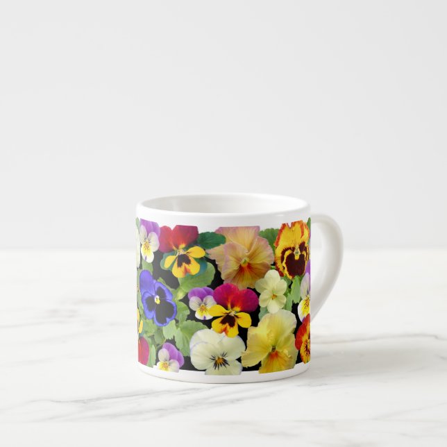 Xícara De Espresso Pansy Patchwork - Mug De Café De Dois Tons (Frente Esquerda)