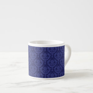 Xícara De Espresso Papel de parede floral azul luxuoso do damasco