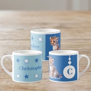 Xícara De Espresso Para crianças nome de leopardo azul