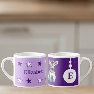 Xícara De Espresso Para crianças nome de zebra roxo