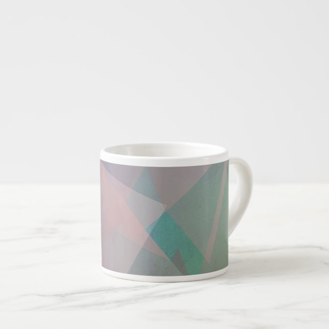 Xícara De Espresso Partículas Abstratas Voadoras | Formas Geométricas (Frente Esquerda)
