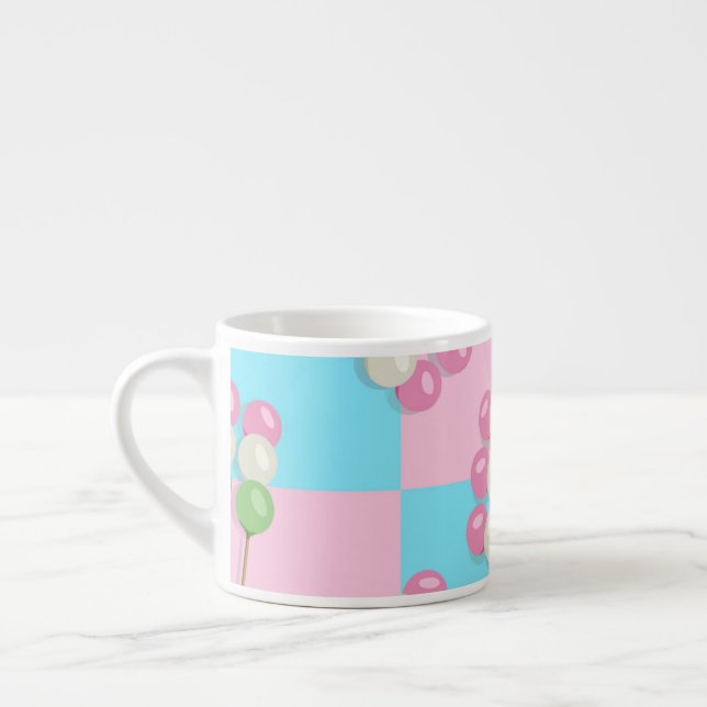 Xícara De Espresso Pastel Blue Checkered Dango Specialty Mug (Esquerda)