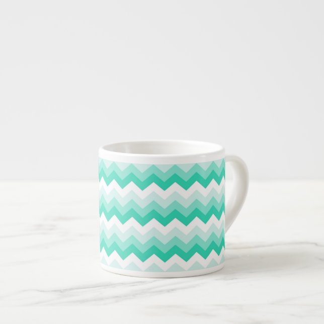 Xícara De Espresso Patrulha Zigzag (Turquoise, wit en groen) (Frente Esquerda)