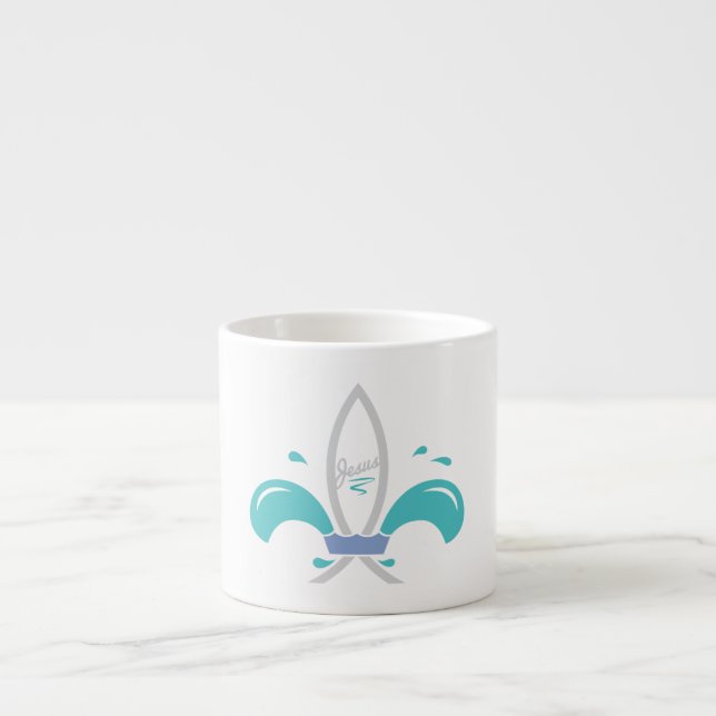 Xícara De Espresso Peixe Jesus Fleur De Lis (Frente)
