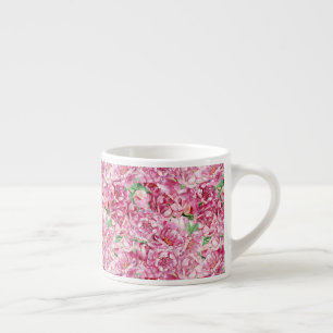 Xícara De Espresso Peônias de cor-de-água rosa