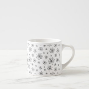 Xícara De Espresso Peônias gráficas.
