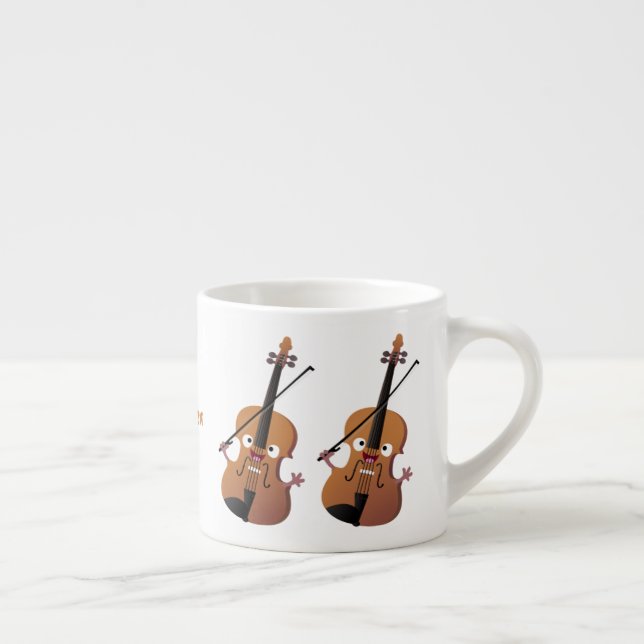 Xícara De Espresso Personagem de desenho animado musical de violino e (Direita)