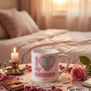 Xícara De Espresso Personalizado Eu Amo Meu Marido - Adicionar Fotogr