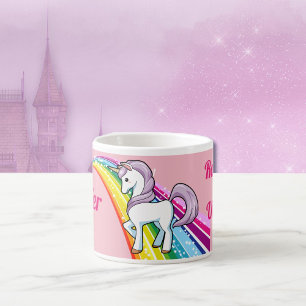 Xícara De Espresso Personalize o NOME Unicórn Rainbow Little Girl's 
