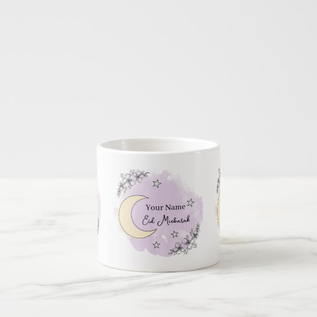 Xícara De Espresso Personalized Lavender Eid Mubarak Espresso Mug (Frente)