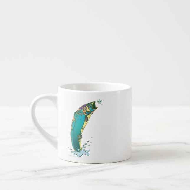 Xícara De Espresso Pesca de Trutas Psicodélicas (Esquerda)