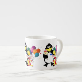 Xícara De Espresso Pinguim engraçado e desenho de palhaços