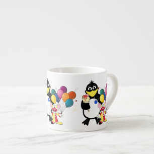 Xícara De Espresso Pinguim engraçado e desenho de palhaços