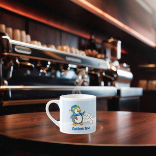 Xícara De Espresso Pinguim pequeno com bolas de neve balançando