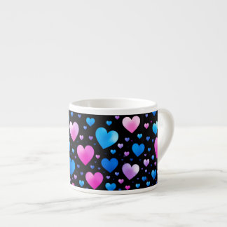 Xícara De Espresso Pink & Blue Glowing Hearts