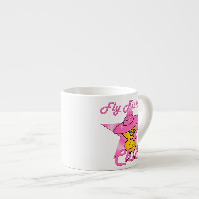 Xícara De Espresso Pintinho de Pesca de Voo nº 8 (Frente Esquerda)