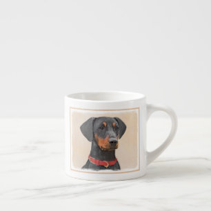 Xícara De Espresso Pintura Alemã Pinscher Pintura Original Arte Anima