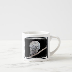 Xícara De Espresso Pintura de Moon e Coruja de Neve - Arte de Pássaro