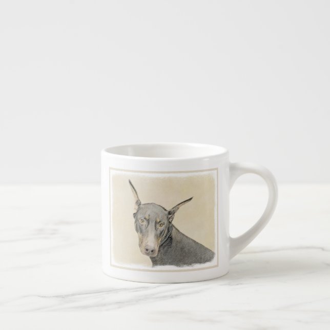 Xícara De Espresso Pintura Doberman Pinscher - Arte Original para Cac (Direita)