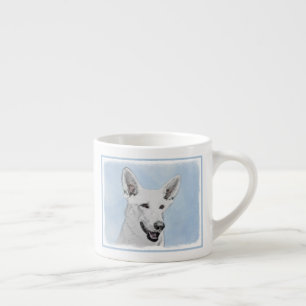 Xícara De Espresso Pintura em Pastor Branco - Arte de Cachorro Origin
