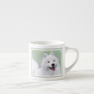 Xícara De Espresso Pintura Samoyed - Arte Cachorosa Original