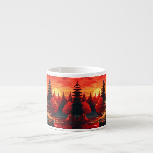 Xícara De Espresso Pintura solar com algodão e lago-66633 (Frente)