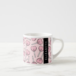 Xícara De Espresso Pirulitos Cor-de-Rosa, Pirulitos em Forma de Coraç