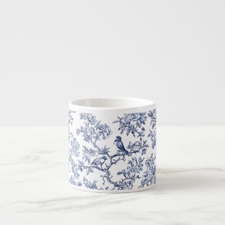 Xícara De Espresso PixDezines Indigo Azul Chinoiserie, Pássaros Peoni