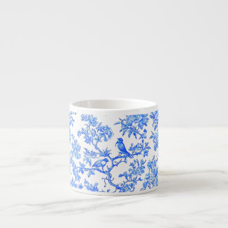 Xícara De Espresso PixDezines Ming Azul Chinoiserie, Pássaros Peonias