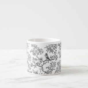 Xícara De Espresso PixDezines Preto Branco Chinoiserie, Pássaro Peoni