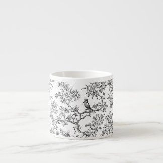 Xícara De Espresso PixDezines Preto Branco Chinoiserie, Pássaro Peoni