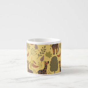Xícara De Espresso Plano de fundo amarelo sem costura Giraffe