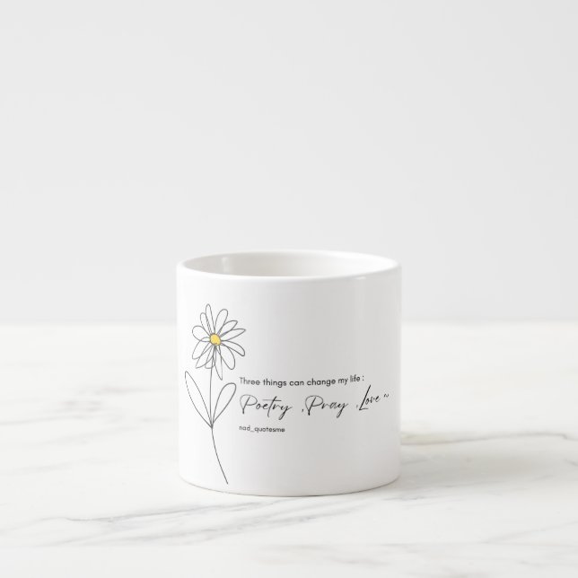 Xícara De Espresso Poetry Daisy Flower Mug (Frente)