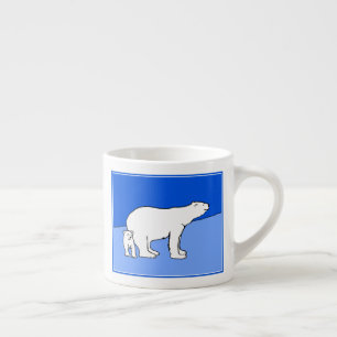 Xícara De Espresso Polar Bear Mãe e Pintura em Cubo - Arte Selvagem