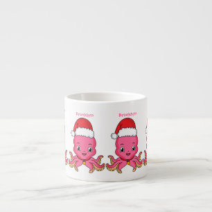 Xícara De Espresso Polvo feliz bonito vestindo o desenho do chapéu d