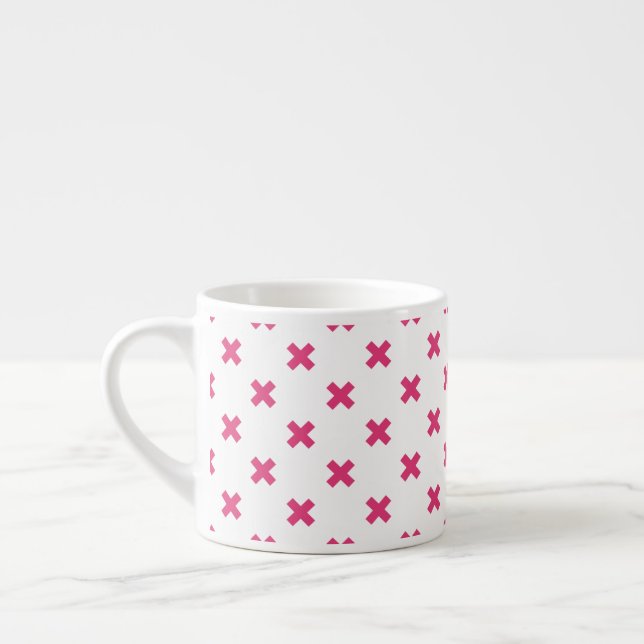 Xícara De Espresso Pontos cruzados de Fuchsia em branco (Esquerda)