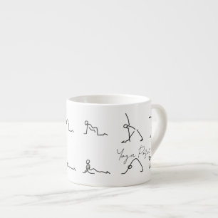 Xícara De Espresso Poses de Yoga com Figuras de Palito Minimalistas