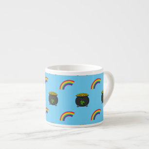 Xícara De Espresso Pote de Cartoon Dourado do Arco-Íris