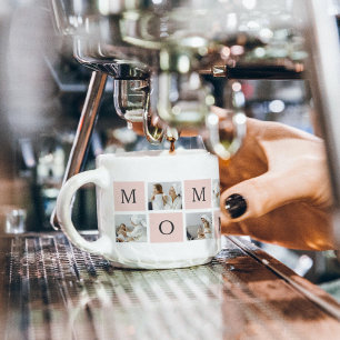 Xícara De Espresso Presente de Mamãe Rosa e Foto Collage Moderna