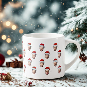 Xícara De Espresso Presente de Natal de Santa Hat com Foto Personaliz