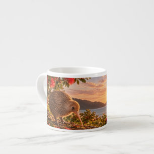 Xícara De Espresso Presente de Natal Kiwi Bird Pohutukawa Nova Zelând