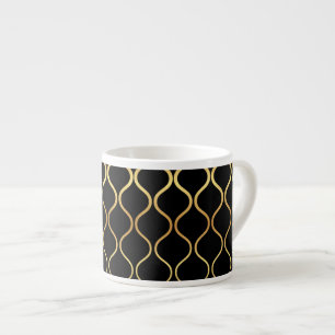 Xícara De Espresso Preto, ouro, legal, tendência, desenho abstrato re