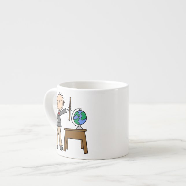 Xícara De Espresso Professor Com Globo (Frente Esquerda)