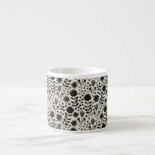 Xícara De Espresso Protea Floral Block Impressão Millefleur