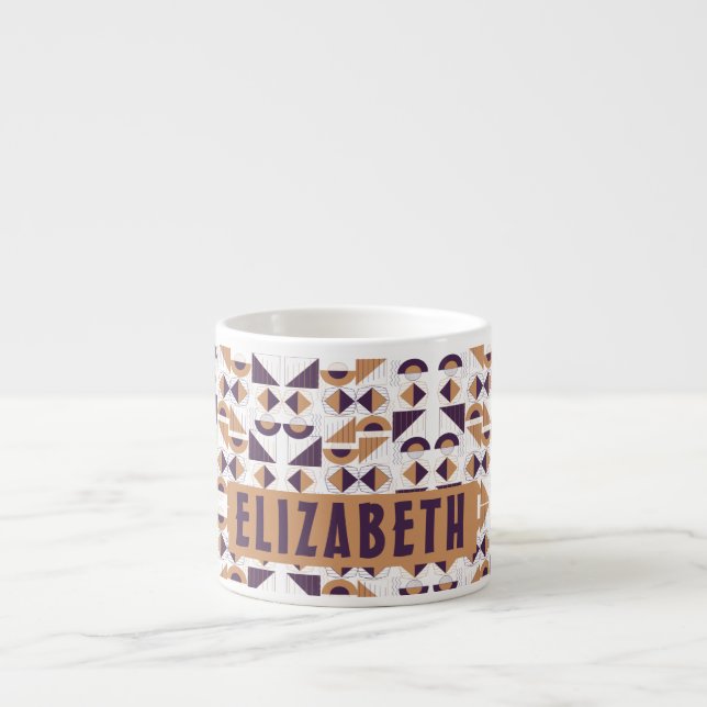 Xícara De Espresso Púrpura e abstrato de estética dourada (Frente)